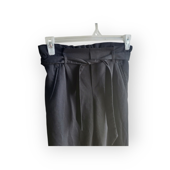 Zara Black Trafaluc Collection Trosuers Dress Pants With‎ Belt Tie Small - Picture 2 of 5